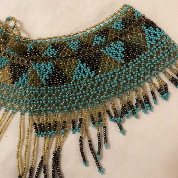 Turquoise seed bead necklace and bracelet - Picture 3 of 4